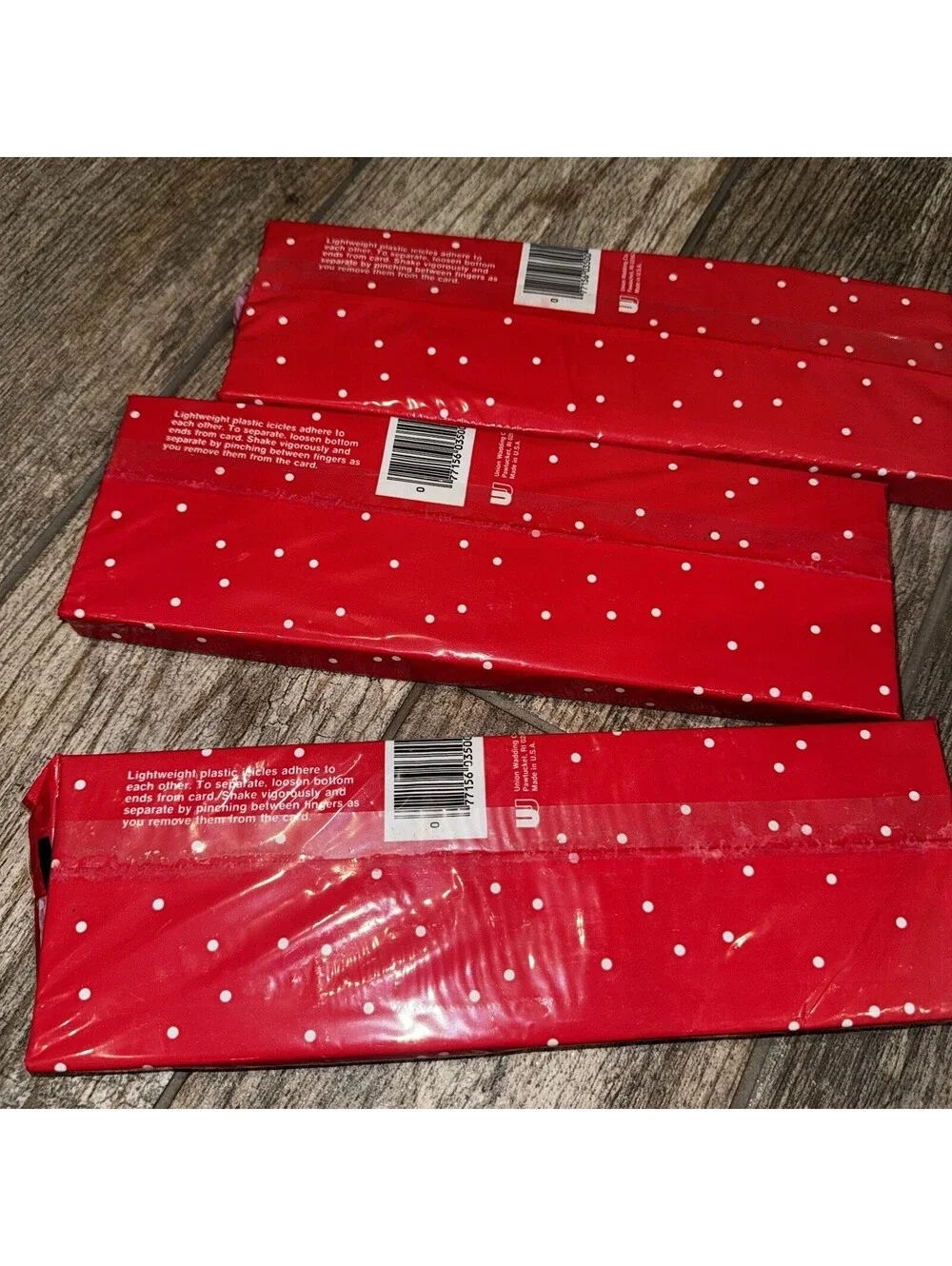 Vintage Christmas Icicles Tinsel 18” 1000 Strands Lot of 3 Union Wadding Co.
